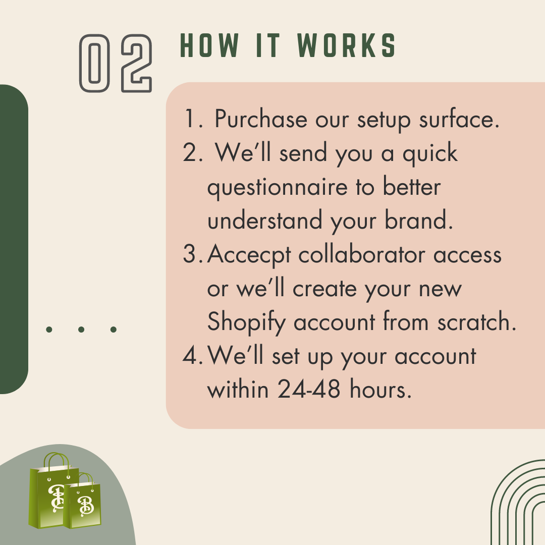 how the standard shopify setup package works